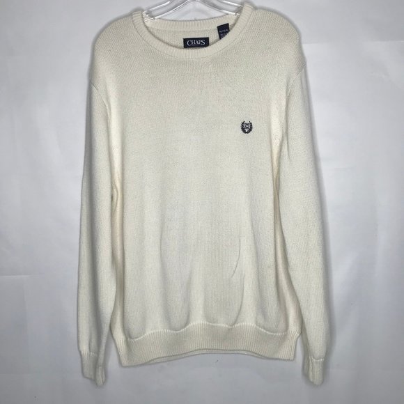 Chaps Other - Chaps Men’s Sweater sz XL 100% Cotton Knit Cream Color Crest Classic Pull Over